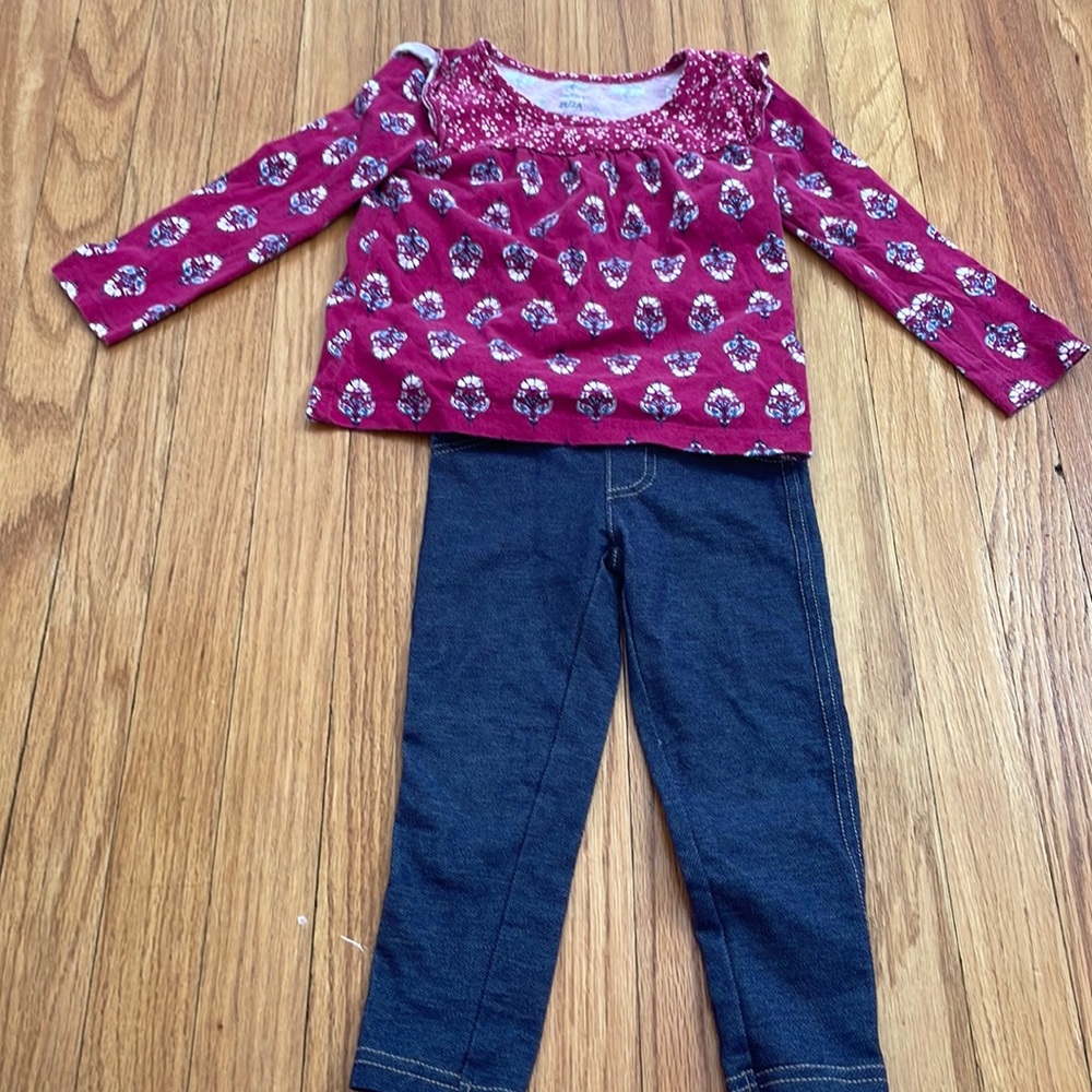 Adorable carters  jeggings and long sleeve shirt